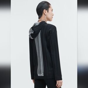 Alexander Wang Black and White Striped Hoodie